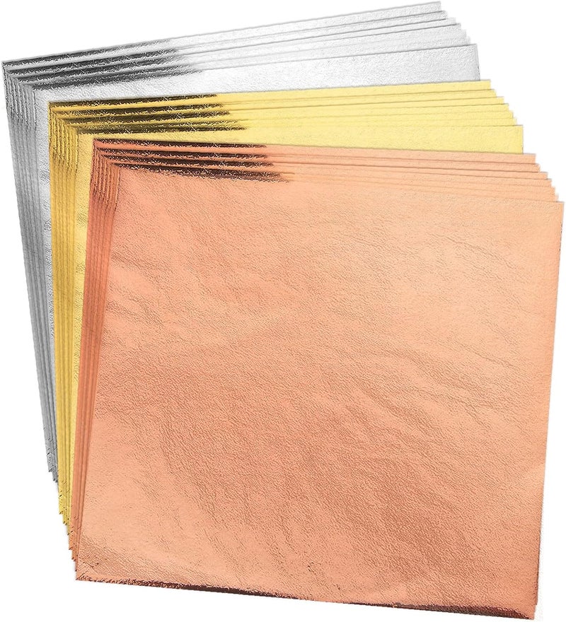 Bubimon 200pcs Imitation Rose Silver Gold Leaf Sheets Gold Foils Sheets Nail Foil for Paint, Resin, Nails, Jewelry, Slime, Arts, Gilding Crafting, Decoration, Sculpture, Furniture - Image 1